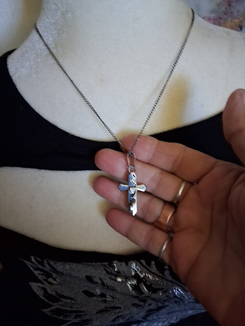 Silver Cross Pendant Necklace - Women Jewelry